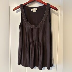 Michael Kors Black Pleated Sleeveless Tank Top